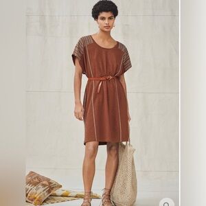 Wrap London Embroidered Cotton Jersey Kaftan Dress in Chili Size 8